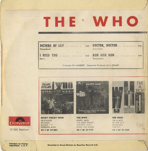 The Who Picture Of Lily EP French 7